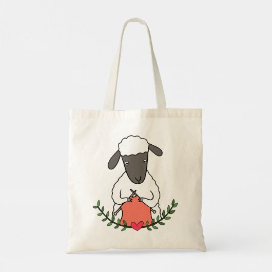 かわいいおもしろい編み物羊の編み機ギフトヤーンボール トートバッグ (裏面)