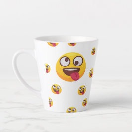 かわいいおもしろい舌ペロ顔絵文字 カフェラテマグ