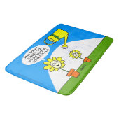 かわいいおもしろい花と散水缶漫画の子供 バスマット (アングル)