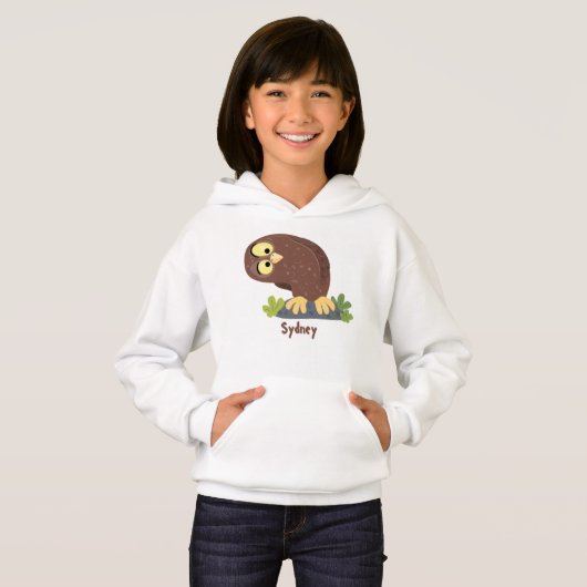 かわいいおもしろい茶色のフクロウ漫画イラストレーション (正面フル)