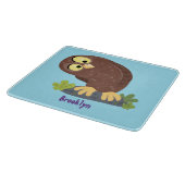 かわいいおもしろい茶色のフクロウ漫画イラストレーション カッティングボード (角)