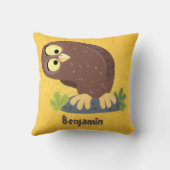 かわいいおもしろい茶色のフクロウ漫画イラストレーション クッション (裏面)