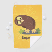 かわいいおもしろい茶色のフクロウ漫画イラストレーション ゴルフタオル (インサイチュ)