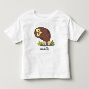 かわいいおもしろい茶色のフクロウ漫画イラストレーション トドラーTシャツ
