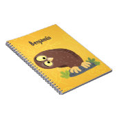かわいいおもしろい茶色のフクロウ漫画イラストレーション ノートブック (右側)