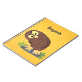 かわいいおもしろい茶色のフクロウ漫画イラストレーション ノートブック (左側)