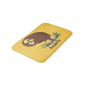 かわいいおもしろい茶色のフクロウ漫画イラストレーション バスマット (アングル)