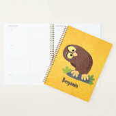 かわいいおもしろい茶色のフクロウ漫画イラストレーション プランナー手帳 (ディスプレー)