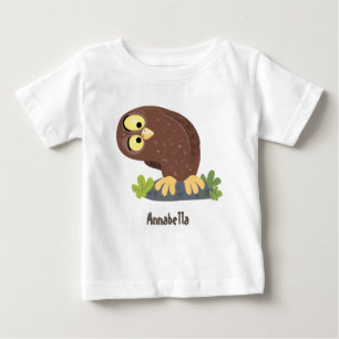 かわいいおもしろい茶色のフクロウ漫画イラストレーション ベビーTシャツ