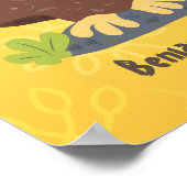 かわいいおもしろい茶色のフクロウ漫画イラストレーション ポスター (角)