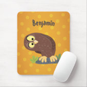 かわいいおもしろい茶色のフクロウ漫画イラストレーション マウスパッド (マウス)