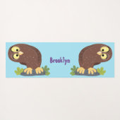 かわいいおもしろい茶色のフクロウ漫画イラストレーション ヨガマット (裏面(横))