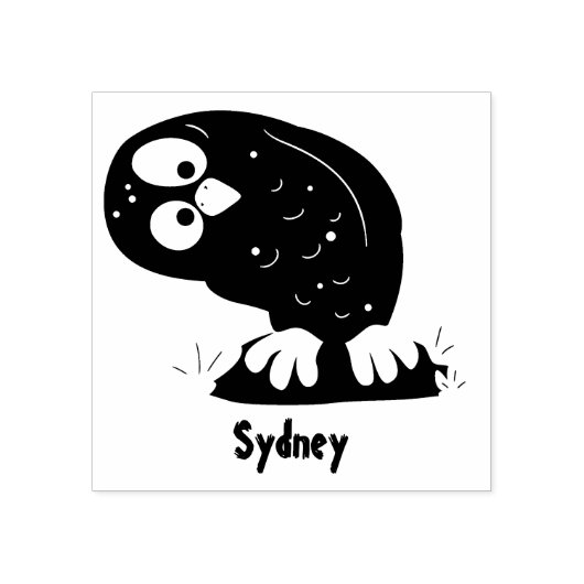 かわいいおもしろい茶色のフクロウ漫画イラストレーション ラバースタンプ (インプリント)