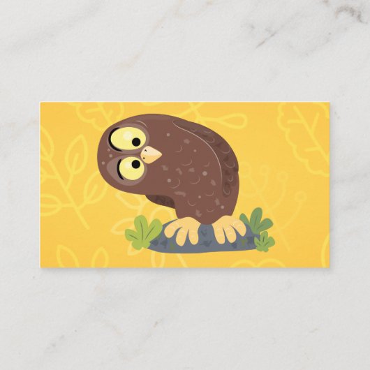 かわいいおもしろい茶色のフクロウ漫画イラストレーション 名刺 (裏面)