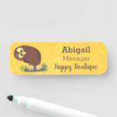 かわいいおもしろい茶色のフクロウ漫画イラストレーション 名札 (インサイチュ)