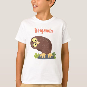 かわいいおもしろい茶色のフクロウ漫画イラストレーション Tシャツ