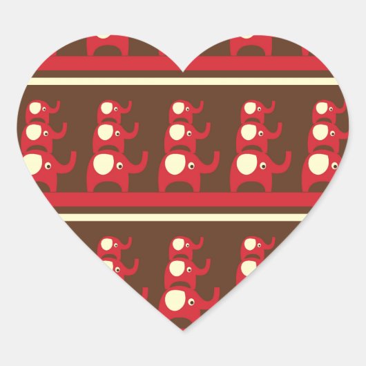 かわいいおもしろい赤いゾウが各ポットに積み上げられた ハートシール (正面)