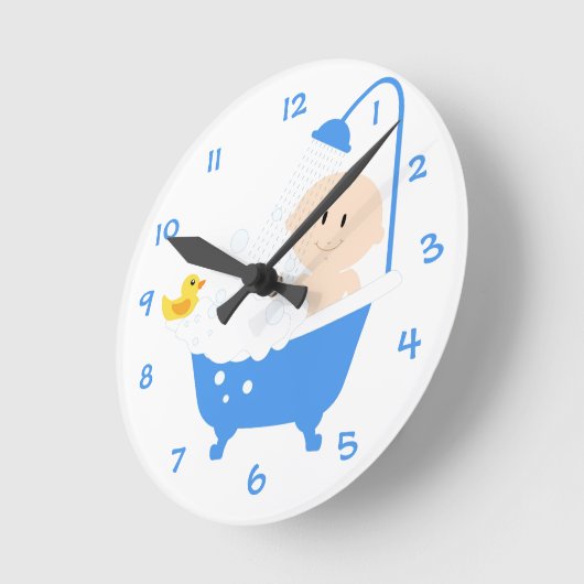 かわいいおもしろい赤ちゃんシャワー浴場 ラウンド壁時計 (傾斜)