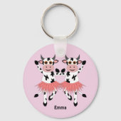 かわいいおもしろい踊り牛 キーホルダー (正面)