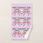 かわいいおもしろい踊り牛 バスタオルセット (ハンドタオル)