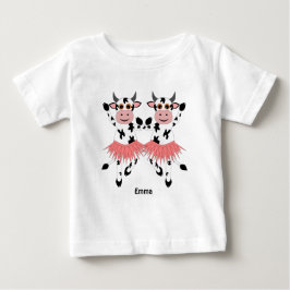 かわいいおもしろい踊り牛 ベビーTシャツ
