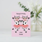 かわいいおもしろい踊り牛 ポストカード (スタンド正面)