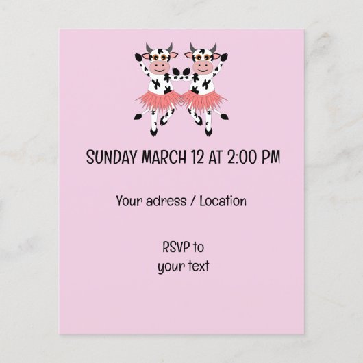 かわいいおもしろい踊り牛 – 子供の誕生日 (裏面)