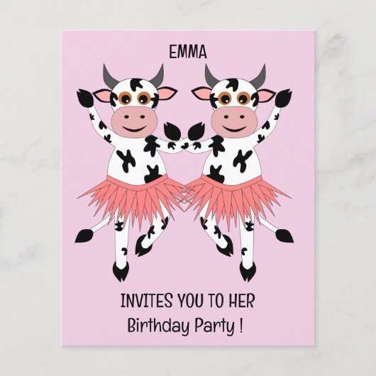 かわいいおもしろい踊り牛 – 子供の誕生日 (正面)