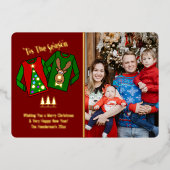 かわいいおもしろい醜いセーターをテーマにしたコーディネート 箔シーズンカード (正面)