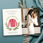 かわいいおもしろい醜いセーター赤い緑の写真クリスマス シーズンカード