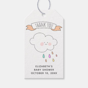 かわいいおもしろい雨雲。赤ん坊のシャワー感謝していユー ギフトタグ