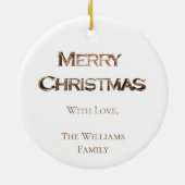 かわいいおもしろい雪だるまエレガント金ゴールドとホワイト セラミックオーナメント (裏面)