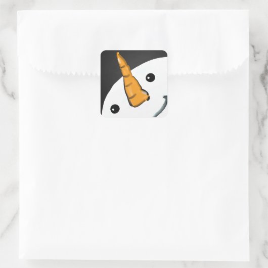 かわいいおもしろい雪だるま笑顔顔クリスマス スクエアシール (バッグ)