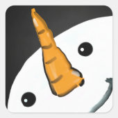 かわいいおもしろい雪だるま笑顔顔クリスマス スクエアシール (正面)