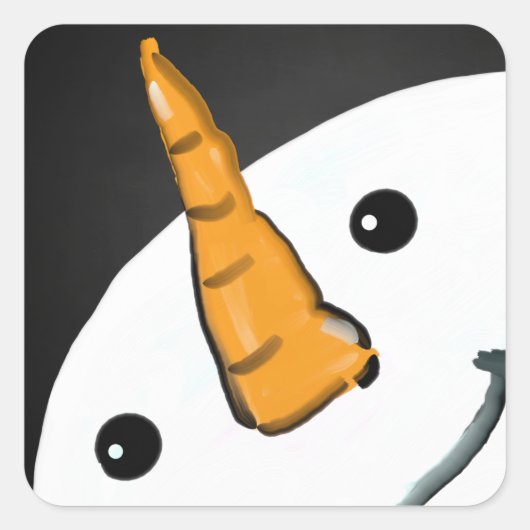 かわいいおもしろい雪だるま笑顔顔クリスマス スクエアシール (正面)