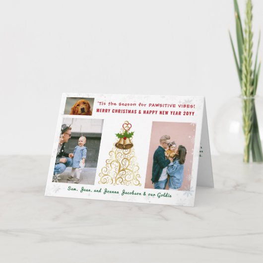 かわいいおもしろい雪の結晶かわいい犬の猫3 カード (正面)