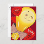 かわいいおもしろい電球風変わりハートバレンタイン シーズンポストカード (正面/裏面)