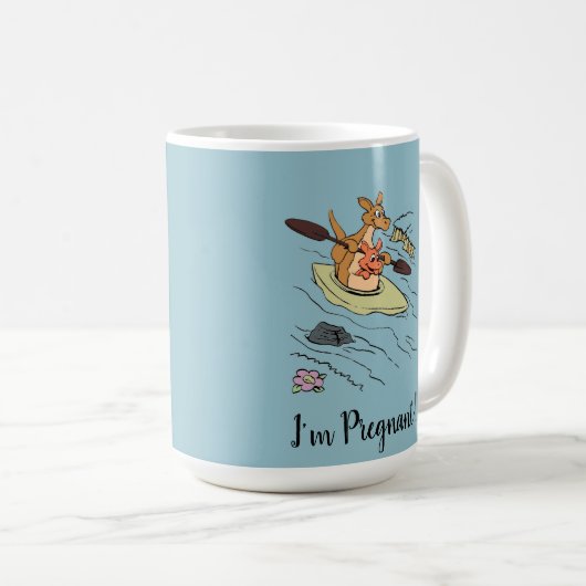 かわいいおもしろい青い妊娠の告知おじさん コーヒーマグカップ (正面右)