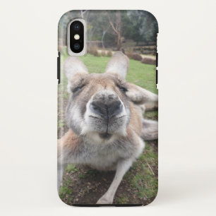 かわいいおもしろい顔カンガルーかわいいズ動物写真 iPhone X ケース