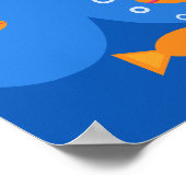 かわいいおもしろい飛んでいる魚イラストレーション ポスター (角)