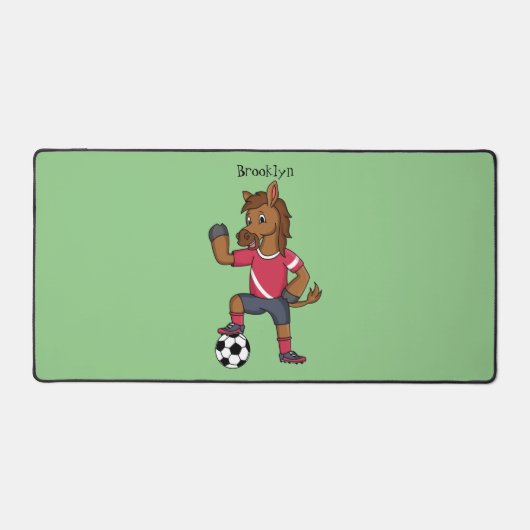 かわいいおもしろい馬遊のサッカー漫画 デスクマット (正面)