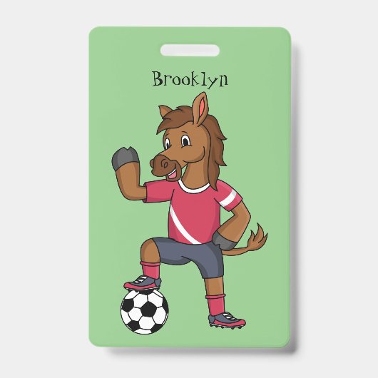 かわいいおもしろい馬遊のサッカー漫画 バッジ (正面)