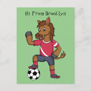 かわいいおもしろい馬遊のサッカー漫画 ポストカード