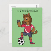 かわいいおもしろい馬遊のサッカー漫画 ポストカード (正面/裏面)