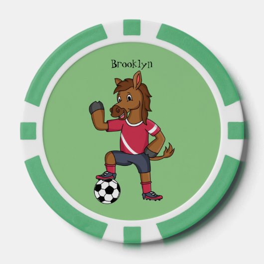 かわいいおもしろい馬遊のサッカー漫画 ポーカーチップ (正面)