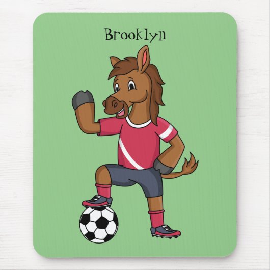 かわいいおもしろい馬遊のサッカー漫画 マウスパッド (正面)