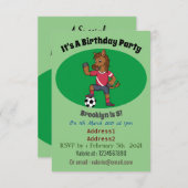 かわいいおもしろい馬遊のサッカー漫画 招待状 (正面/裏面)