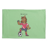 かわいいおもしろい馬遊のサッカー漫画 枕カバー (裏面)