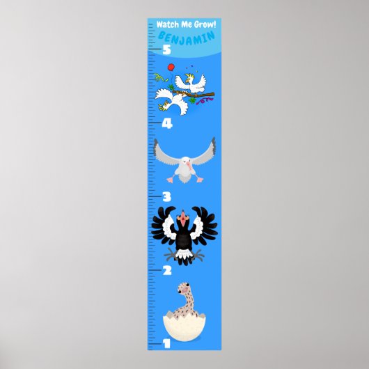 かわいいおもしろい鳥の漫画の成長チャート ポスター (正面)
