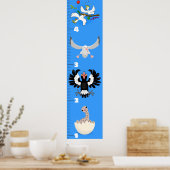 かわいいおもしろい鳥の漫画の成長チャート ポスター (キッチン)